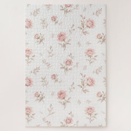 Puzzle Patrón Floral de Rosa Polvorienta Vintage Rosa Cla