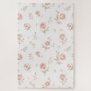 Puzzle Patrón Floral de Rosa Polvorienta Vintage Rosa Cla