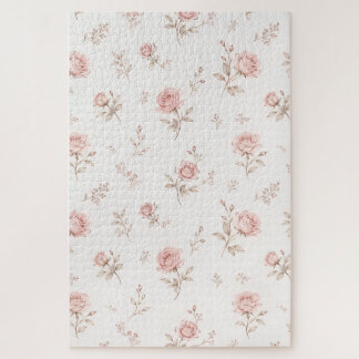 Puzzle Patrón Floral de Rosa Polvorienta Vintage Rosa Cla
