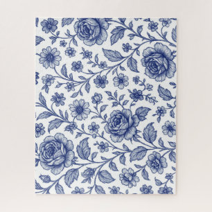 Puzzle Patrón floral de Rosas azules reales
