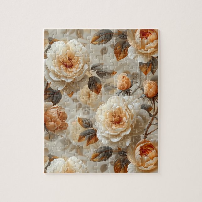 Puzzle Patrón floral delicado de vintage. (Vertical)