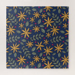 Puzzle Patrón Floral Dorado Diseño Botánico
