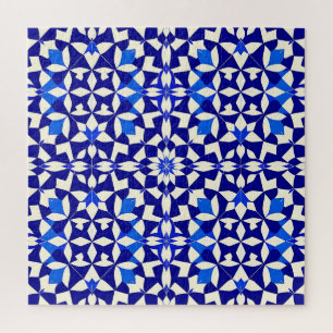 Puzzle Patrón floral geométrico azul marino