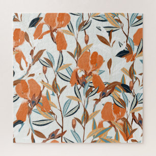 Puzzle Patrón floral Iris del Naranja de la cosecha