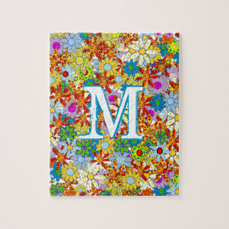Puzzle Patrón floral moderno Colores brillantes