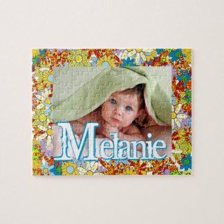 Puzzle Patrón floral moderno personalizado tu foto