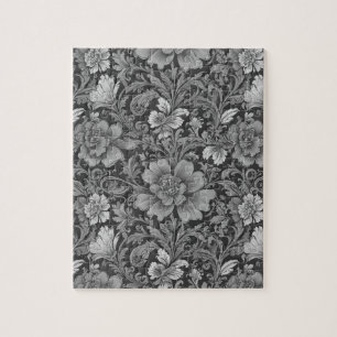 Puzzle Patrón floral monocromo vintage