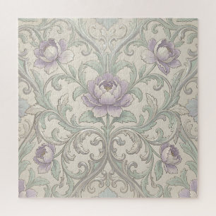 Puzzle Patrón floral ornamentado de peonía lavanda con pe