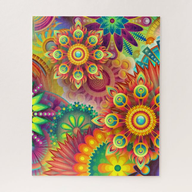 Puzzle Patrón floral psicodélico (Vertical)