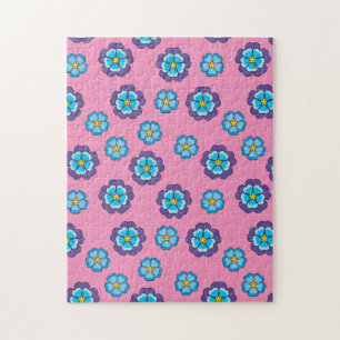 Puzzle Patrón floral rosa violeta azul
