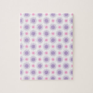 Puzzle Patrón floral rosa y púrpura