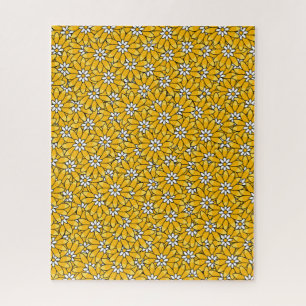 Puzzle Patrón floral superpuesto de color amarillo brilla