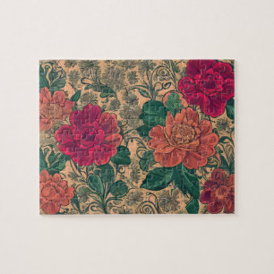 Puzzle Patrón Floral Vintage Con Flores De Colores Pastel