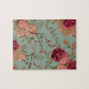 Puzzle Patrón Floral Vintage Con Flores De Colores Pastel