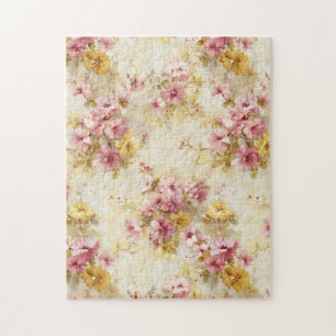 Puzzle Patrón floral vintage en acuarela