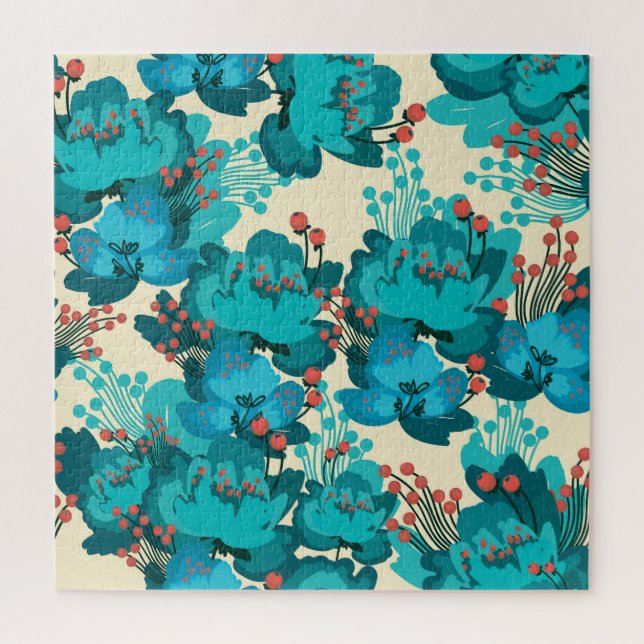 Puzzle Patrón floral vintage, flores delicadas. (Vertical)