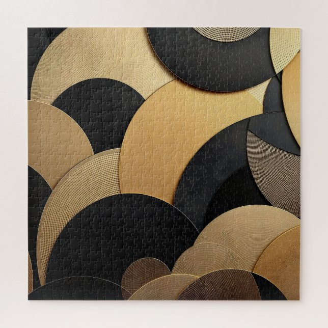 Puzzle Patrón geométrico abstracto de oro y negro (Vertical)