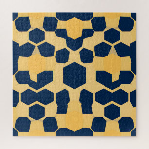 Puzzle Patrón Geométrico de Panal de Abejas Hexágono Azul