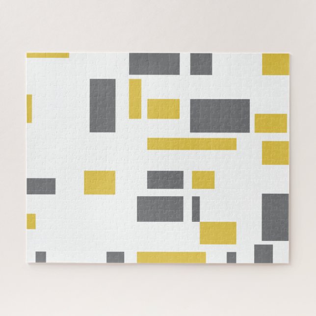 Puzzle Patrón geométrico gris amarillo moderno, simple y  (Horizontal)