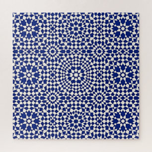 Puzzle Patrón geométrico mosaico azul marino