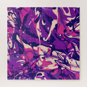 Puzzle Patrón giratorio morado, rosa y blanco
