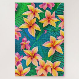Puzzle Patrón hawaiano de flores tropicales