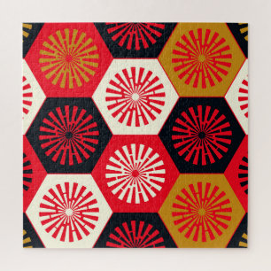 Puzzle Patrón Hexagonal Floral de estilo asiático