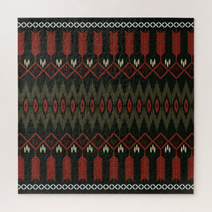 Puzzle Patrón Ikat: Ornamento Étnico Geométrico