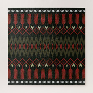 Puzzle Patrón Ikat: Ornamento Étnico Geométrico