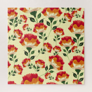 Puzzle Patrón inmaculado, decoración floral colorida.