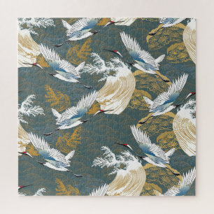 Puzzle Patrón japonés de aves de gránulas vintage