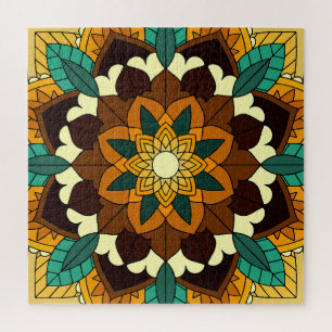 Puzzle Patrón Mandala 02 en amarillo y marrón