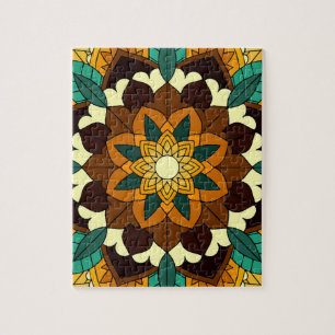 Puzzle Patrón Mandala 02 en amarillo y marrón