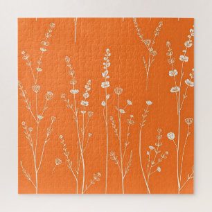 Puzzle Patrón Mínimo de Flor Silvestre Naranja Quemada