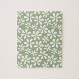 Puzzle Patrón moderno de flores Sage Sage Sage Green Flor