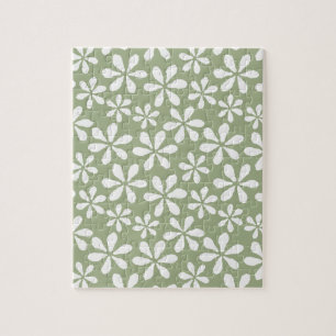 Puzzle Patrón moderno de flores Sage Sage Sage Green Flor