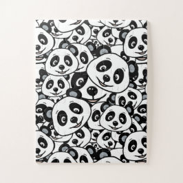 Puzzle Patrón moderno de oso panda lindo en blanco y negr