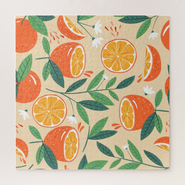 Puzzle Patrón naranja sin inconvenientes, arte vintage ab (Vertical)