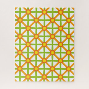 Puzzle Patrón naranja verde y amarillo de inspiración ret