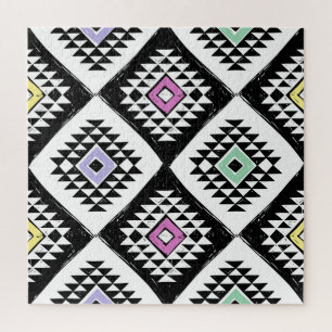 Puzzle Patrón Navajo tribal blanco negro