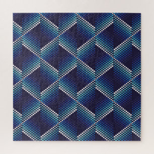 Puzzle Patrón ondulado geométrico de tonos azules