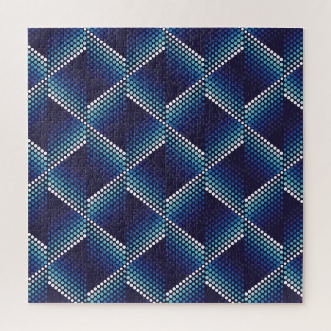 Puzzle Patrón ondulado geométrico de tonos azules (Vertical)