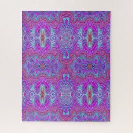 Puzzle Patrón ondulado mármol trippy magenta y azul