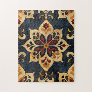 Puzzle Patrón Ornamental Arábico Oro y Tonos Oscuros