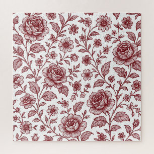 Puzzle Patrón Rosa de color rojo oscuro