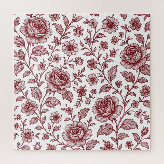 Puzzle Patrón Rosa de color rojo oscuro (Vertical)
