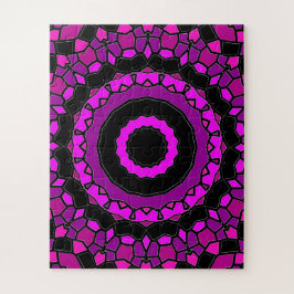 Puzzle Patrón rosa morado y Kaleidoscopio negro