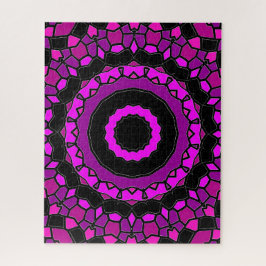 Puzzle Patrón rosa morado y Kaleidoscopio negro