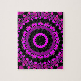 Puzzle Patrón rosa morado y Kaleidoscopio negro