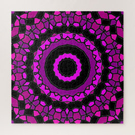 Puzzle Patrón rosa morado y Kaleidoscopio negro